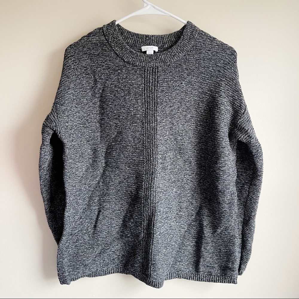 J Jill Charcoal Gray Drop Shoulder Boxy Sweater
